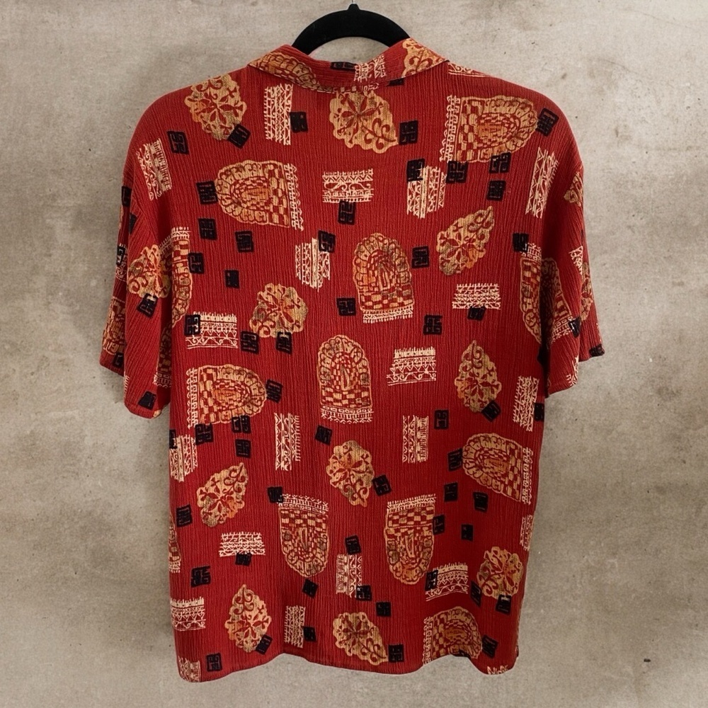 Vintage Crinkle Cut Short Sleeve Button Up Boho Top By California Krush - Picture 7 of 8